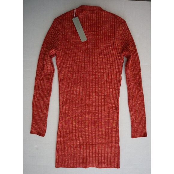 One Grey Day 50OGD811 Women's Sz M Red L/S Ribbed Button Down Sweater Dress - Picture 2 of 6